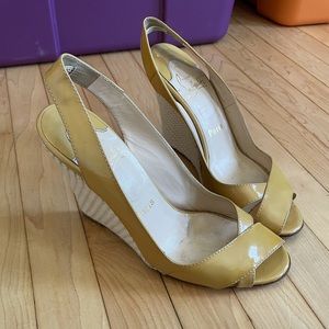 Christian Louboutin Nude Patent Wedge Sandals
